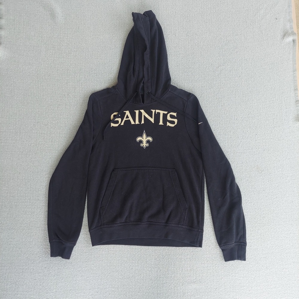 Nike Hoodie Mens XS Black New Orleans Saints NFL Fleece Pullover Graphic‎